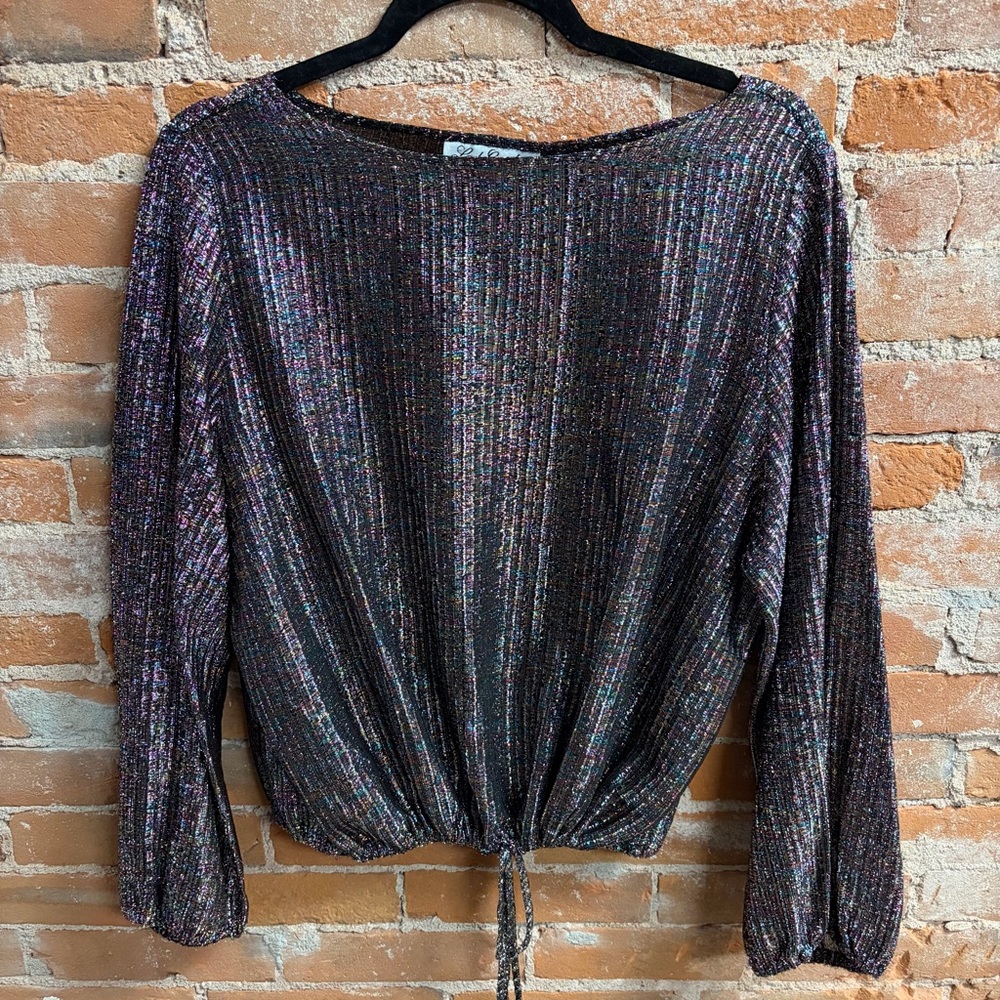 VTG Lady Caribou Metallic Festive Long Sleeve Shirt Women's Medium